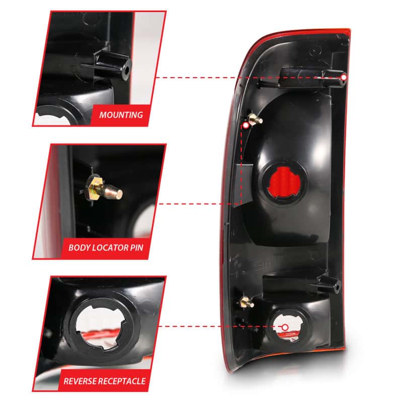 ANZO — ANZO 1997-2003 Ford F-150 Taillight Red/Clear Lens (OE Replacement) - view 5