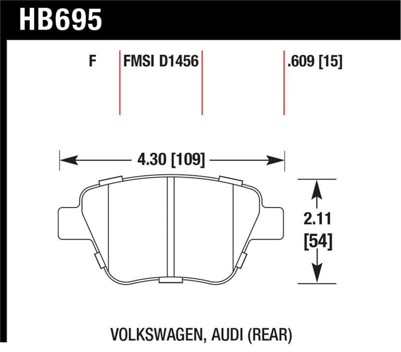 Hawk Performance — Hawk 2011-2013 Audi A3 Except TDI HPS 5.0 Rear Brake Pads
Disc Brake Pad - view 1