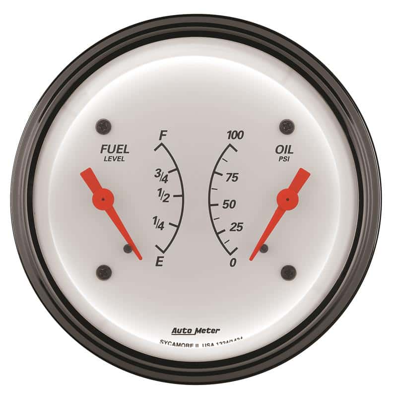 AutoMeter — AutoMeter Gauge Dual Fuel & Oilp 3-3/8in. 0 Ohm(e) to 90 Ohm(f)& 100PSI Elec Arctic White
GA 3.4" OIL/FU 90 AW - view 3