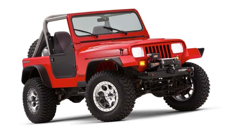 Bushwacker — Bushwacker 87-95 Jeep Wrangler Flat Style Flares 4pc Excludes Renegade - Black
FF Jeep Flat Sty 4Pc - view 4