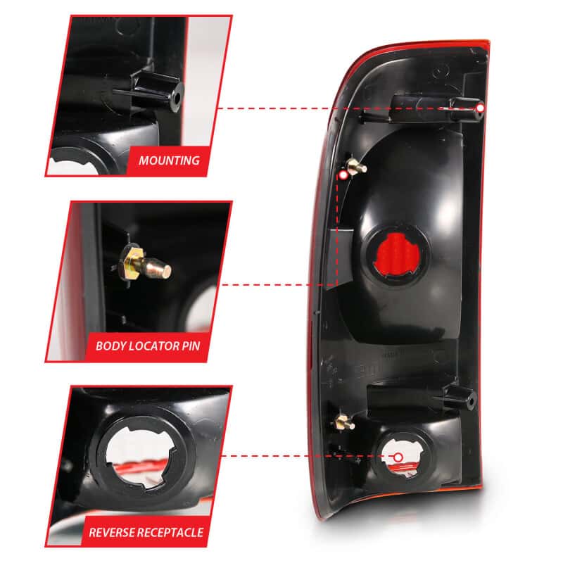 ANZO — ANZO 1997-2003 Ford F-150 Taillight Red/Clear Lens (OE Replacement) - view 10