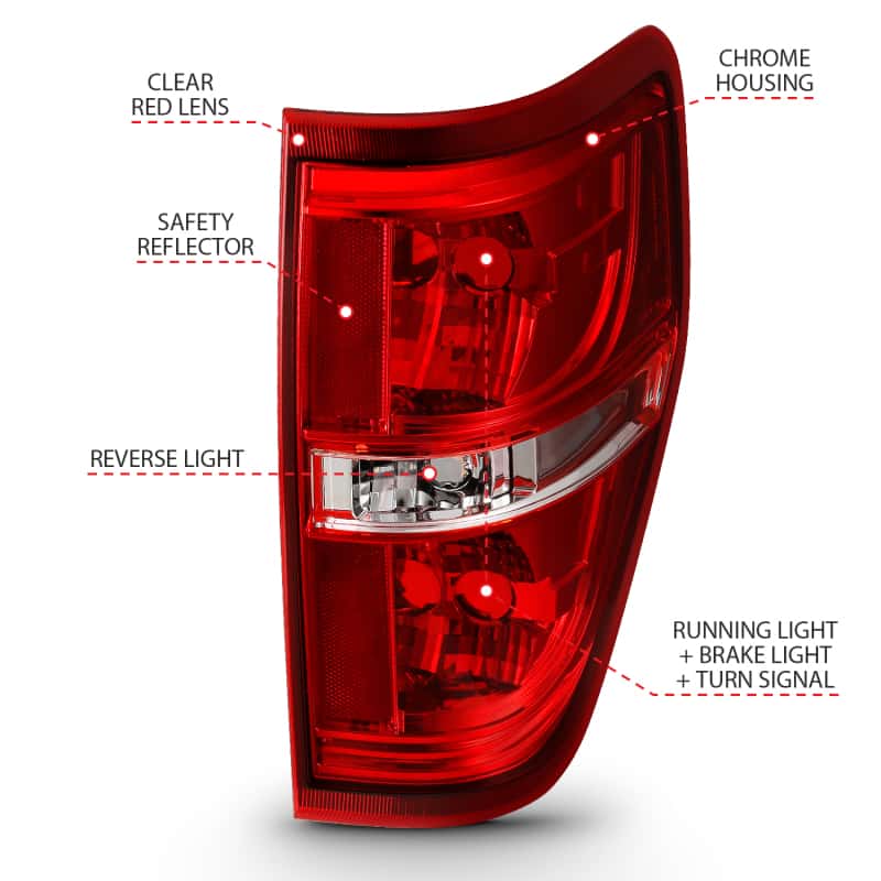 ANZO — ANZO 2009-2014 Ford F-150 Euro Taillight Red/Clear (W/O Bulb)
Tail Light Set
TAILLIGHTS - view 6