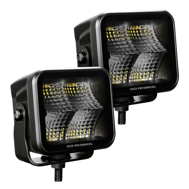 Go Rhino — Go Rhino Xplor Blackout Series Cube LED Flood Light Kit (Surface/Threaded Stud Mnt) 3x3 - Blk (Pair)
BLK - Two 3x3 Lights - view 2