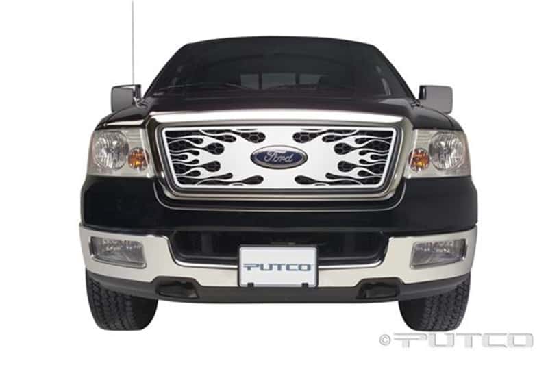 Putco — Putco 04-08 Ford F-150 (Honeycomb Grille) w/ Logo CutOut Flaming Inferno Stainless Steel Grille
Grille Insert - view 1
