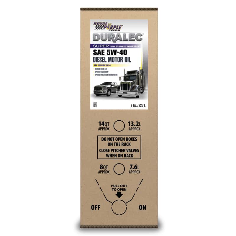Royal Purple — Royal Purple Duralec Super Diesel 5W40 CK-4 Motor Oil - 6 Gallon Bag-In-Box
Diesel Engine Oil - view 2