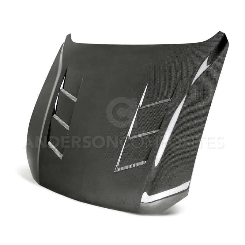 Anderson Composites — Anderson Composites 2018 Ford Mustang GT Type-SA Style Heat Extractor Double Sided Carbon Fiber Hood - view 2