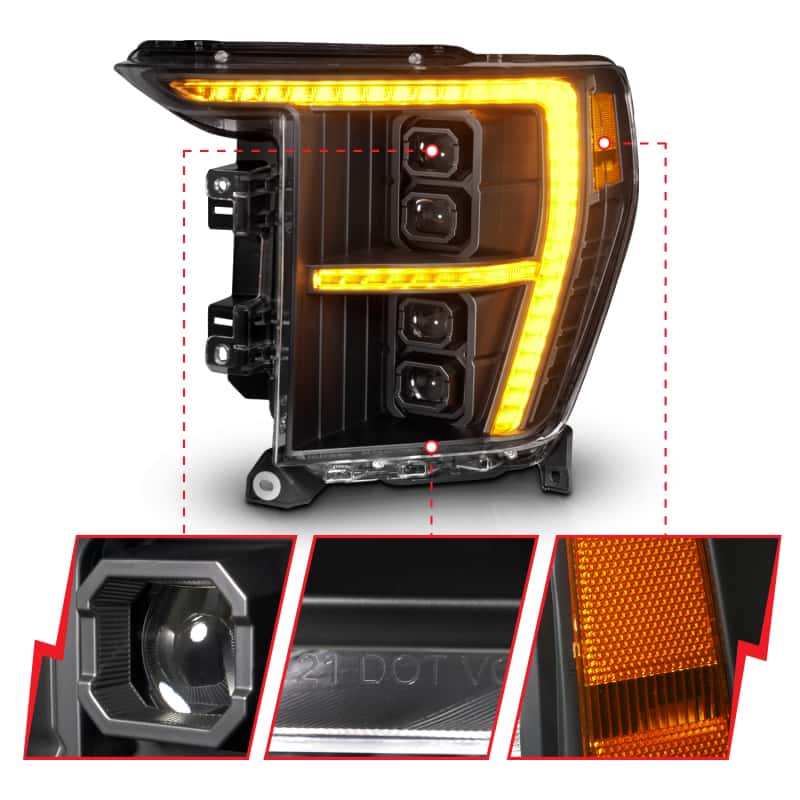 ANZO — ANZO 21-23 Ford F-150 (w/Factory Halogen) Z-Series Full LED Proj Headlights - Pass. Side ONLY - view 8