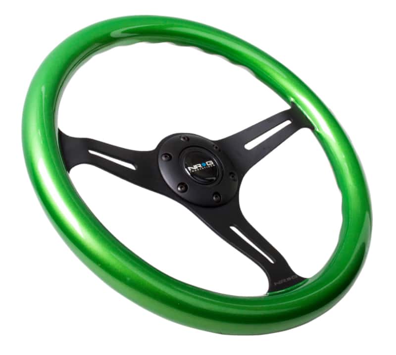 NRG — NRG Classic Wood Grain Steering Wheel (350mm) Green Pearl/Flake Paint w/Black 3-Spoke Center - view 2