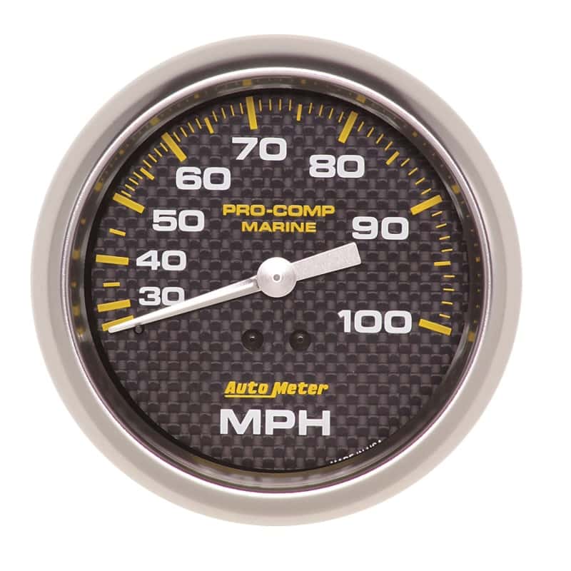 AutoMeter — Autometer Marine Carbon Fiber 3-3/8in 100 MPH Mechanical Speedometer Gauge
3.4" SPD MEC 100 MCF - view 2