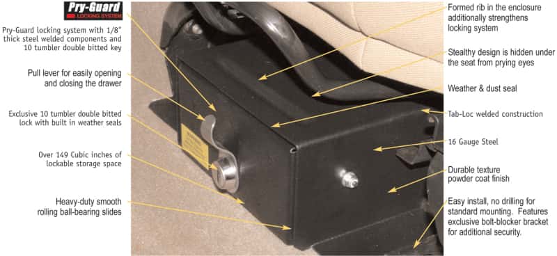 Tuffy Products — Tuffy Jeep Wrangler Underseat Drawer Flip Seat W/ Keyed Lock
Underseat Drawer - view 5