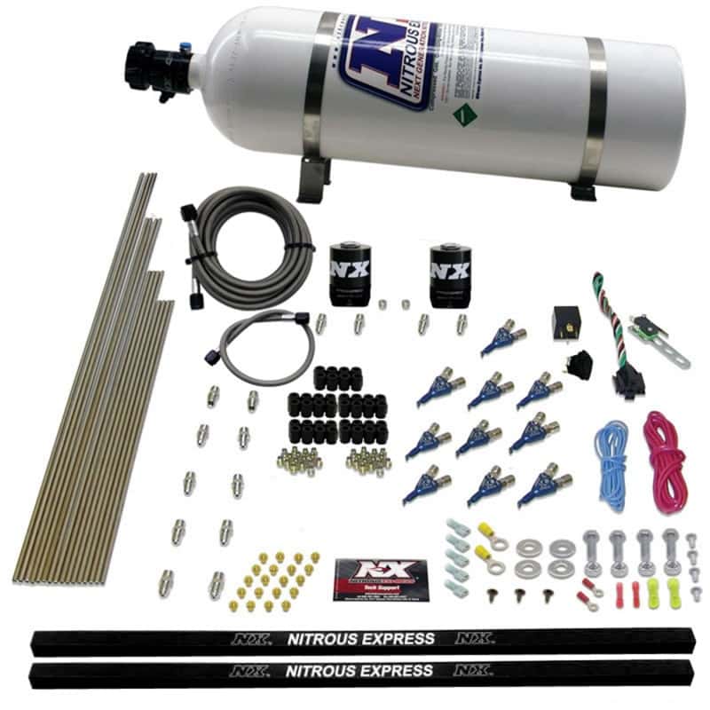 Nitrous Express — Nitrous Express 10 Cyl Piranha Nozzle Direct Port Nitrous Kit (250-500HP) w/15lb Bottle
Injection System Kit
N2OSys - view 1