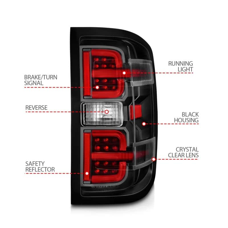 ANZO — ANZO 15-19 Chevy Silverado 2500HD/3500HD (Halgn Only) LED Tail Lights w/Black Light Bar & Clear Lens - view 7