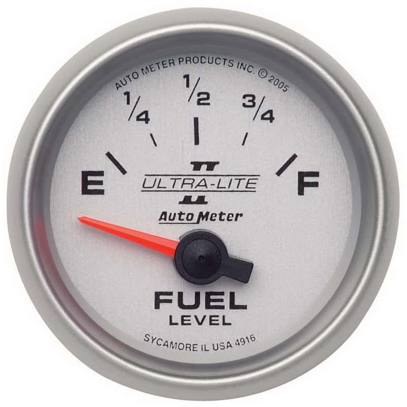 AutoMeter — Autometer Ultra-Lite II 52mm 240-33 OHMS Short Sweep Electronic Fuel Level Gauge
2-1/16" FUEL LEVEL, - view 1