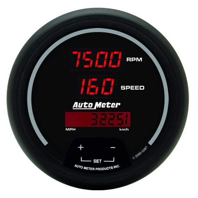 AutoMeter — Autometer Black 85.7mm 8000 RPM/160 MPH or 260 km/h Digital Tach/Speedo Combo Gauge
3-3/8" TACH/SPEEDO C - view 2