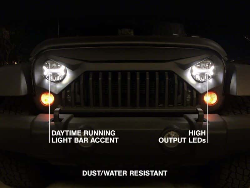 Raxiom — Raxiom07-18 Jeep Wrangler JK LED Halo Projector Headlights- Chrome Housing (Clear Lens)
Headlights - view 3