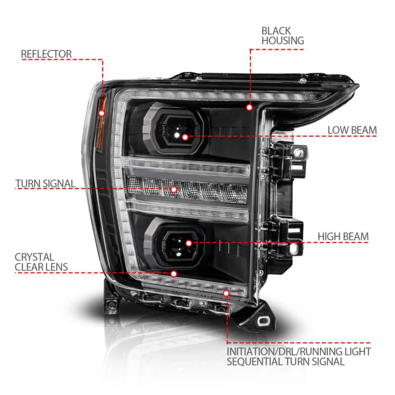 ANZO — ANZO 21-23 Ford F150 LED Projector Headlight w/Switchback+Sequential - Black (Passenger Side Only)
Head Light Set
Headlights - view 6