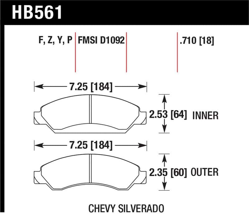 Hawk Performance — Hawk 07-08 Escalade 6.2 / 07-08 Avalanche Super Duty Front Brake Pads
Disc Brake Pad - view 1