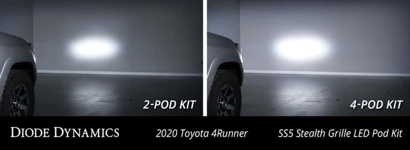 Diode Dynamics — Diode Dynamics 14-23 Toyota 4Runner SS5 Stealth Grille LED 4-Pod Kit Sport - White Combo - view 10