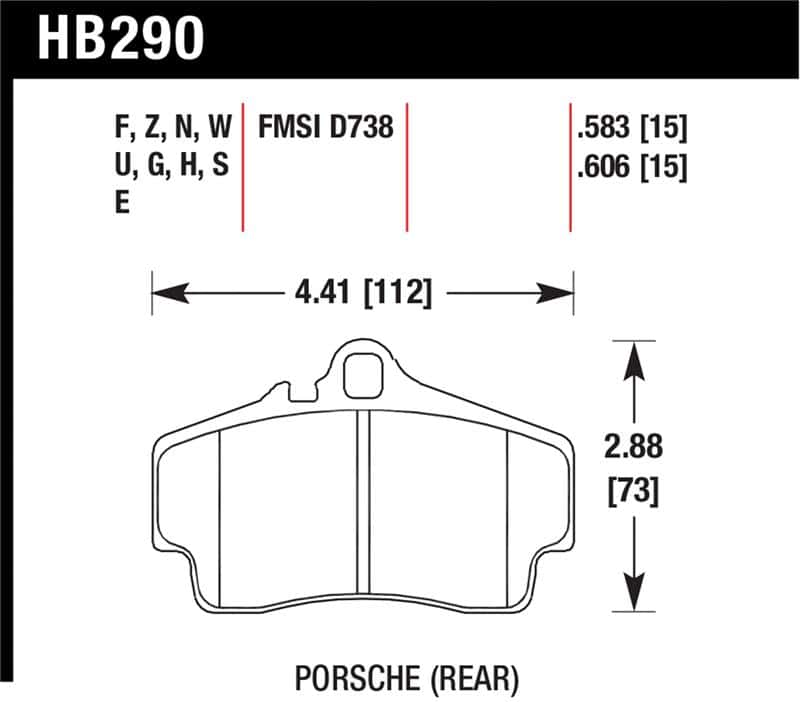 Hawk Performance — Hawk 98 Porsche 911 Targa / 99-08 911 Carrera 4 / 00-06 Boxster S Blue 9012 Rear Brake Pads
Disc Brake Pad - view 1
