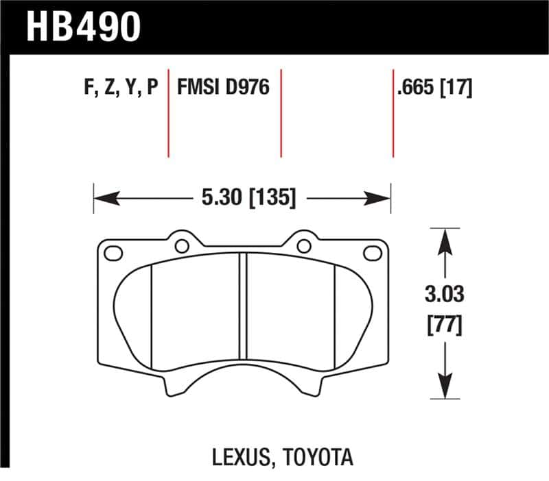 Hawk Performance — Hawk 00-06 Toyota Tundra / 03-16 Toyota 4Runner Performance Ceramic Street Front Brake Pads
Disc Brake Pad - view 1