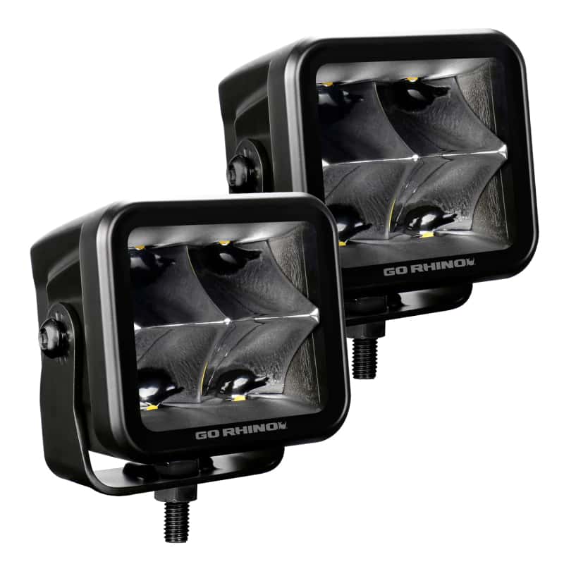 Go Rhino — Go Rhino Xplor Blackout Series Cube LED Spot Light Kit (Surface/Threaded Stud Mnt) 3x3 - Blk (Pair)
BLK-3x3 Spot Lights - view 2