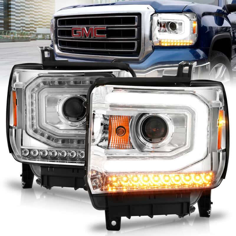ANZO — ANZO 2014-2015 GMC Sierra 1500 Projector Headlights w/ Light Bar Chrome Housing (Halogen Type)
Head Light Set
HdLtSet - view 2