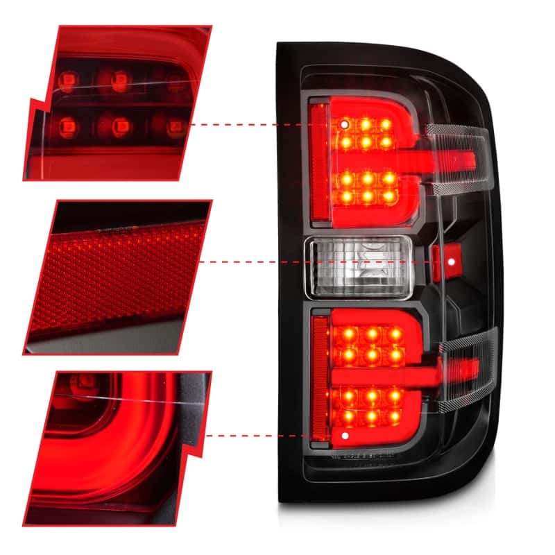 ANZO — ANZO 15-19 Chevy Silverado 2500HD/3500HD (Halgn Only) LED Tail Lights w/Black Light Bar & Clear Lens - view 3