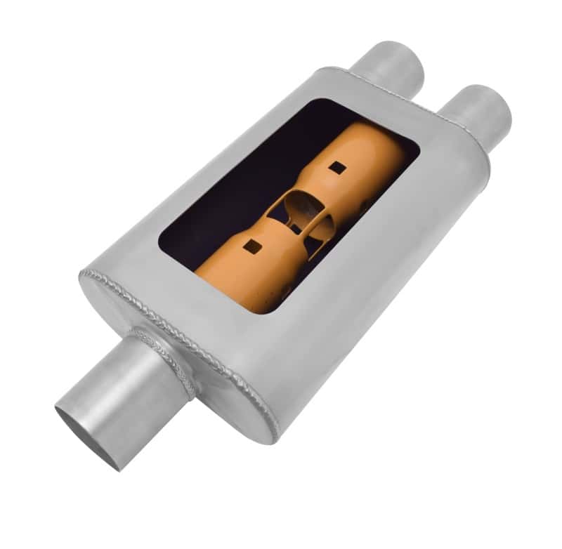 Gibson — Gibson MWA Superflow Center/Dual Oval Muffler - 4x9x14in/3in Inlet/2.5in Outlet - Stainless
Muffler - view 2