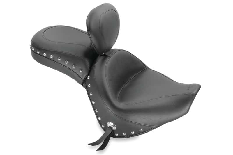 Mustang Motorcycle — Mustang 06-21 Kawasaki Vulcan 900 Classic, Custom Touring 1PC Seat w/Driver Backrest Studs - Black - view 1