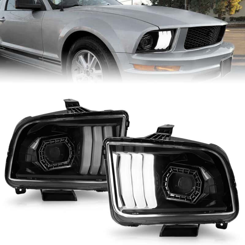 ANZO — ANZO 05-09 Ford Mustang (w/Factory Halogen HL Only) Projector Headlights w/Light Bar Black Housing
Head Light Set
HdLtSet - view 1