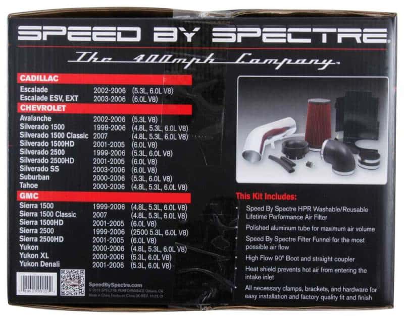 Spectre — Spectre 99-07 GM Truck V8-4.8/5.3/6.0L F/I Air Intake Kit - Clear Anodized w/Red Filter
Spectre Air Intake K
Air Intake System - view 7
