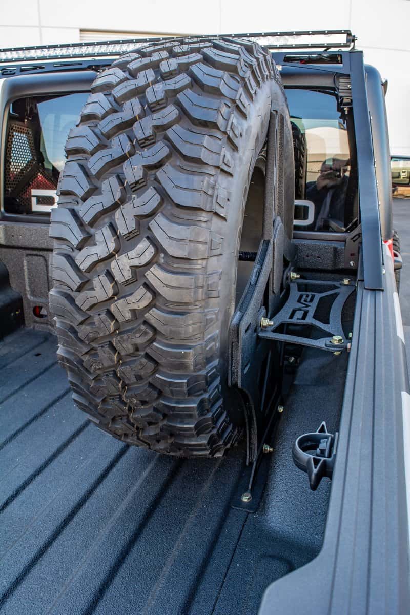 DV8 Offroad — DV8 Offroad 2019+ Jeep Gladiator Universal Stand Up In-Bed Tire Carrier - view 5