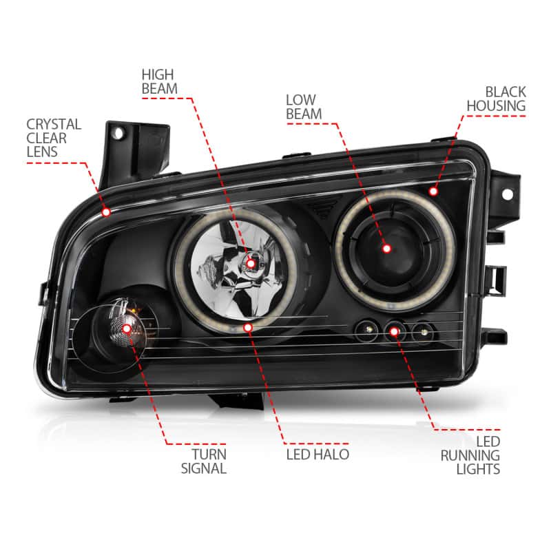 ANZO — ANZO 2006-2010 Dodge Charger Projector Headlights w/ Halo Chrome (CCFL)
Head Light Set
HdLtSet - view 11