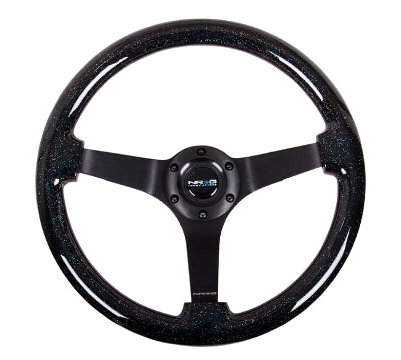 NRG — NRG Reinforced Steering Wheel (350mm / 3in Deep) Classic Blk Sparkle Wood Grain w/Blk 3-Spoke Center - view 1