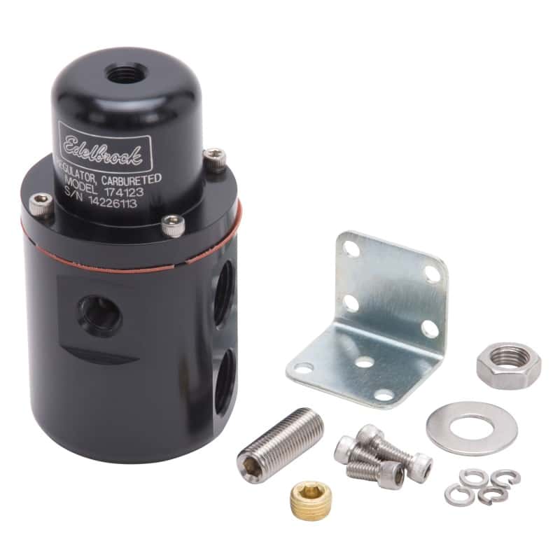 Edelbrock — Edelbrock Fuel Pressure Regulator Carbureted 160 GPH 5-10 PSI 3/8In In/Out Returnless Black
PUMPS - view 1