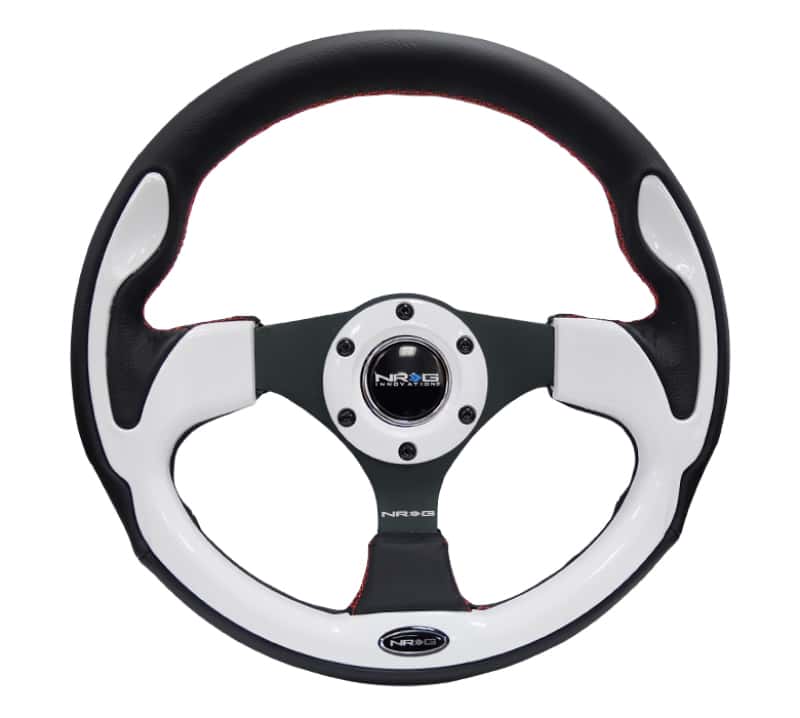 NRG — NRG Reinforced Steering Wheel (320mm) Blk w/White Trim & 4mm 3-Spoke - view 10