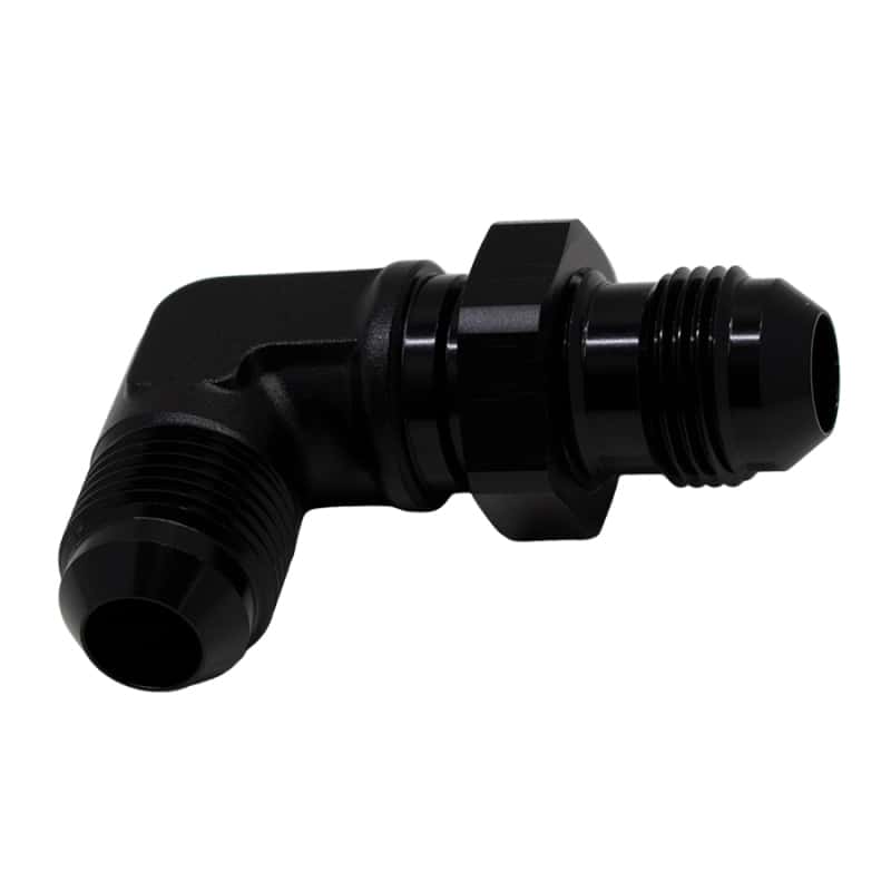 DeatschWerks — DeatschWerks 8AN Male Flare to 8AN Male Flare Bulkhead Adapter 90-Degree - Anodized Matte Black
Lines & Fittings - view 1