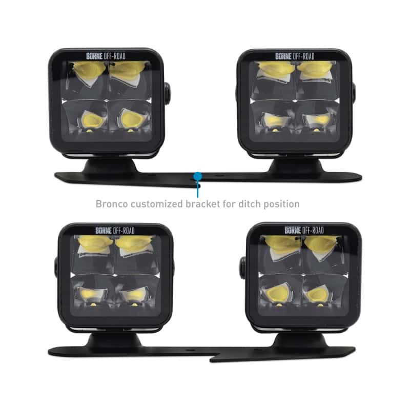 Borne Off-Road — Borne Off-Road 21+ Bronco Light Pods 4pc Ditch 3x3 Spot - view 10