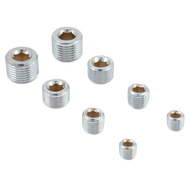 Spectre — Spectre Pipe Plug Kit - Includes (2) 1/8in. / (2) 1/4in. / (2) 3/8in. / (2) 1/2in. Plugs - Chrome
Spectre Pipe Plug Ki
Pipe Plug Kit - view 2