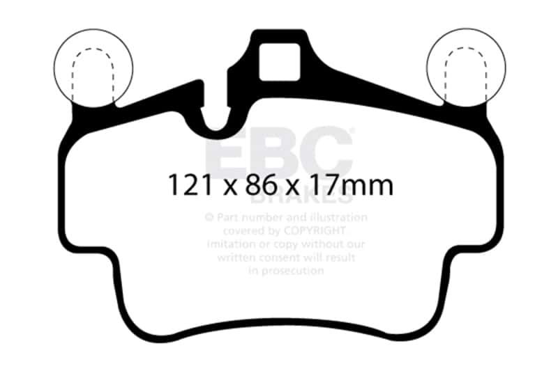 EBC — EBC 07-08 Porsche 911 (997) (Cast Iron Rotor only) 3.6 Carrera 2 Bluestuff Front Brake Pads
Disc Brake Pad - view 3
