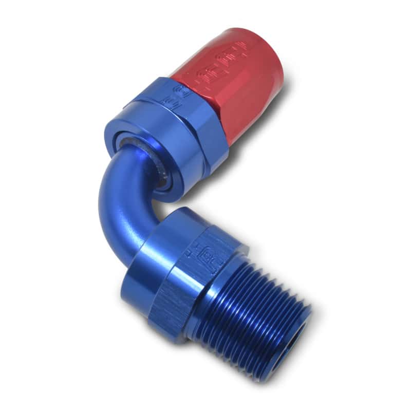 Russell — Russell Performance -6 AN Red/Blue 90 Degree Full Flow Swivel Pipe Thread Hose End (With 1/4in NPT)
Hose Fitting - view 6
