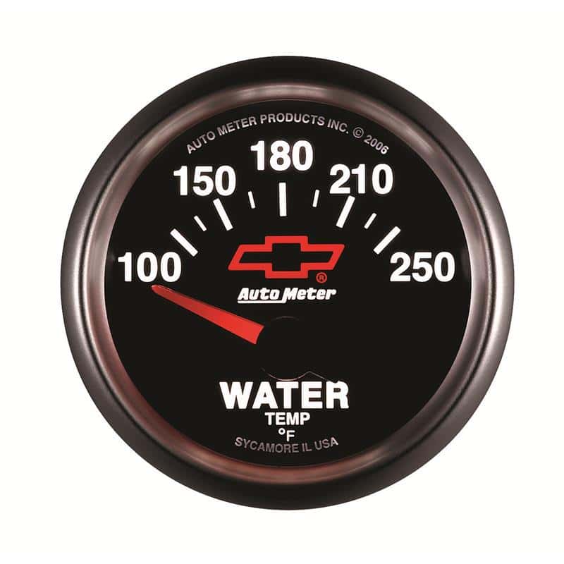 AutoMeter — Autometer GM Bowtie Black 2-1/16in 100-250 F Pedestal Electronic Water Temp Gauge
2-1/16" WATER TEMP, - view 4