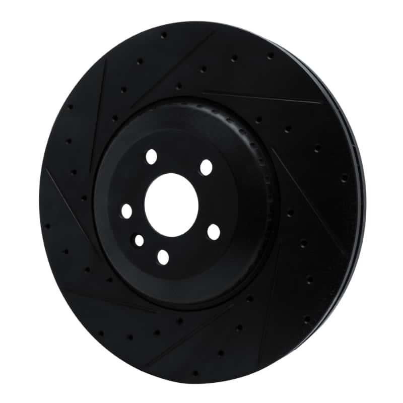 R1 Concepts — R1 21-25 Jaguar F-Pace Front Left Drilled & Slotted Black Brake Rotor - view 3