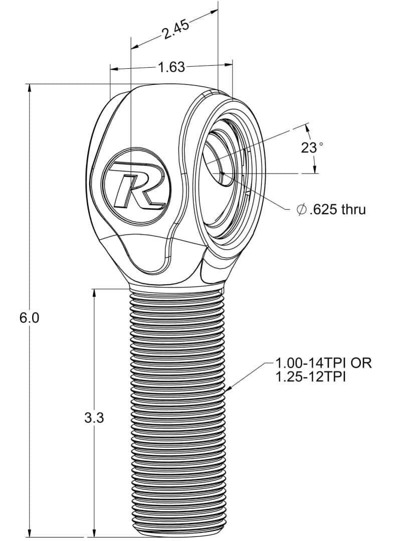 Ridetech — Ridetech R-Joint XL Rod End with 1in-14 Left Hand Thread
R-Joint XL 1" x 9/16 - view 2
