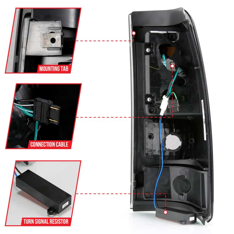 ANZO — ANZO 1999-2000 Cadillac Escalade LED Taillights Black Housing Smoke Lens Pair - view 5