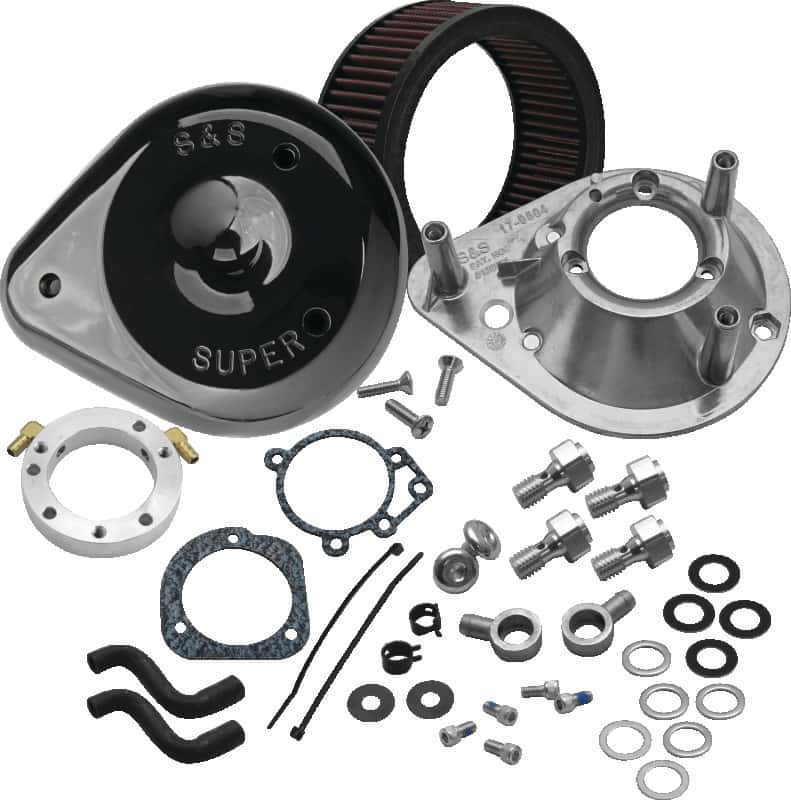 S&S Cycle — S&S Cycle 93-06 Carbureted BT/07-10 Softail CVO Models Teardrop Air Cleaner Kit - Gloss Black - view 2