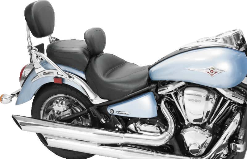 Mustang Motorcycle — Mustang 04-10 Kawasaki Vulcan 2000 Classic,LT Standard Touring 2PC Seat w/Driver Backrest - Black - view 2