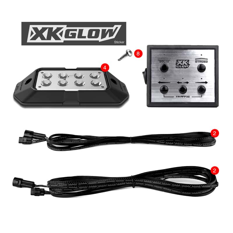 XKGLOW — XK Glow Strobe Pod Lights w/ Traffic Modes Ultra LEDs Multiple Modes + Solid On - Red + Blue 4pc - view 2