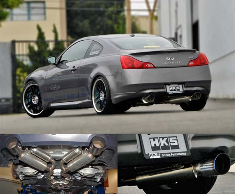 HKS — HKS 08-13 Infiniti G37 Coupe Dual Hi-Power Ti Tip Catback Exhaust (SUS304 NO COATING) - view 1