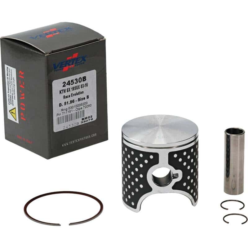 Vertex Pistons — Vertex Piston 04-11 KTM 105 SX 105cc Cast Race Evolution Stroker Piston Kit 112cc 15mm - view 2